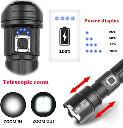 LED Taschenlampe Extrem Hell 7000 Lumens, WESLITE XHP70.2 Taschenlampe LED Aufladbar Wasserdicht USB