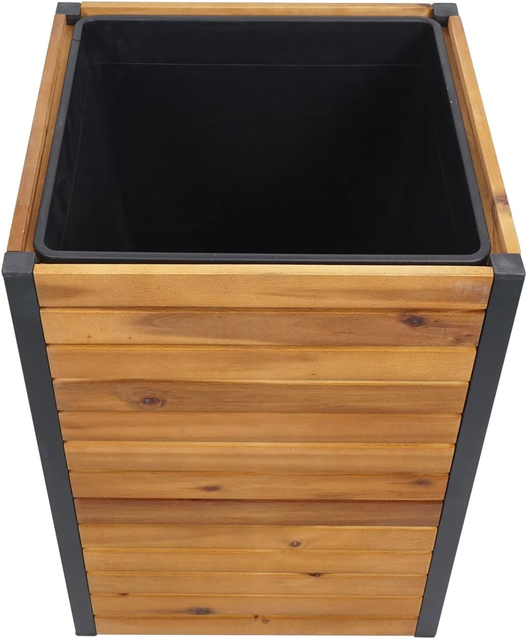 Pflanzkasten HWC-L23, Hochbeet Blumenkasten, Outdoor Akazie Holz FSC®-Zertifiziert Aluminium - 60x42