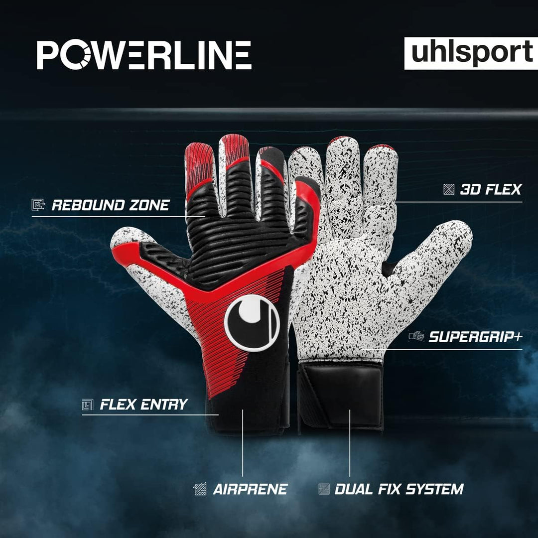 uhlsport Unisex Jugend Powerline Supergrip+ Finger Surround Fussball Torwarthandschuhe 7 schwarz/rot