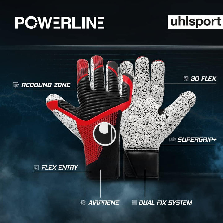uhlsport Unisex Jugend Powerline Supergrip+ Finger Surround Fussball Torwarthandschuhe 7 schwarz/rot