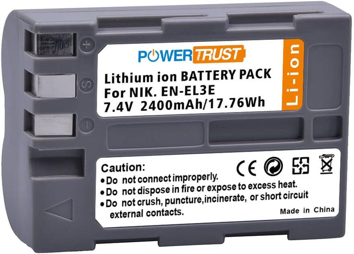 PowerTrust 2Pcs EN-EL3 EN-EL3e Akku und Ladegerät für Nikon D300S, D700, D90, D300, D80, D200, D50,