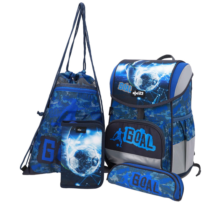 Fussball Schulranzen Schultornister FIDLOCK Junge 1 Klasse Schulrucksack Schultasche | Set 4 TLG. fü