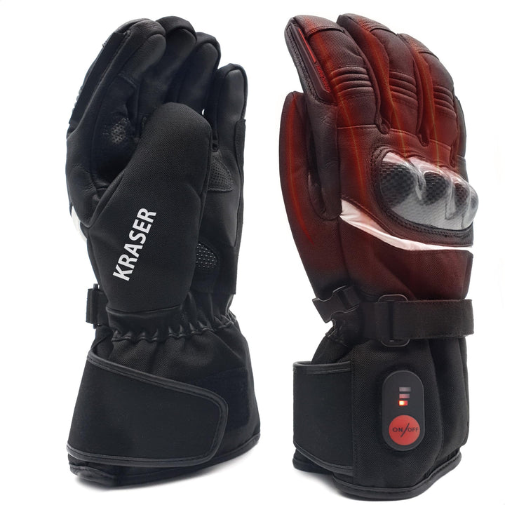 KRASER KRGS28-S Premium Motorrad Handschuhe Zugelassen, Hochwertige wasserdichte und Beheizte, Extre
