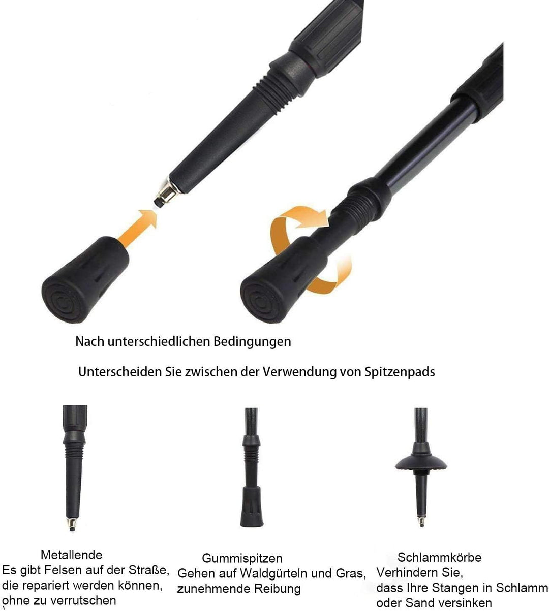 ANGNYA 2 Stück Trekkingstöcke Wanderstöcke mit Antischock-System teleskopierbar, zusammenklappbar, V