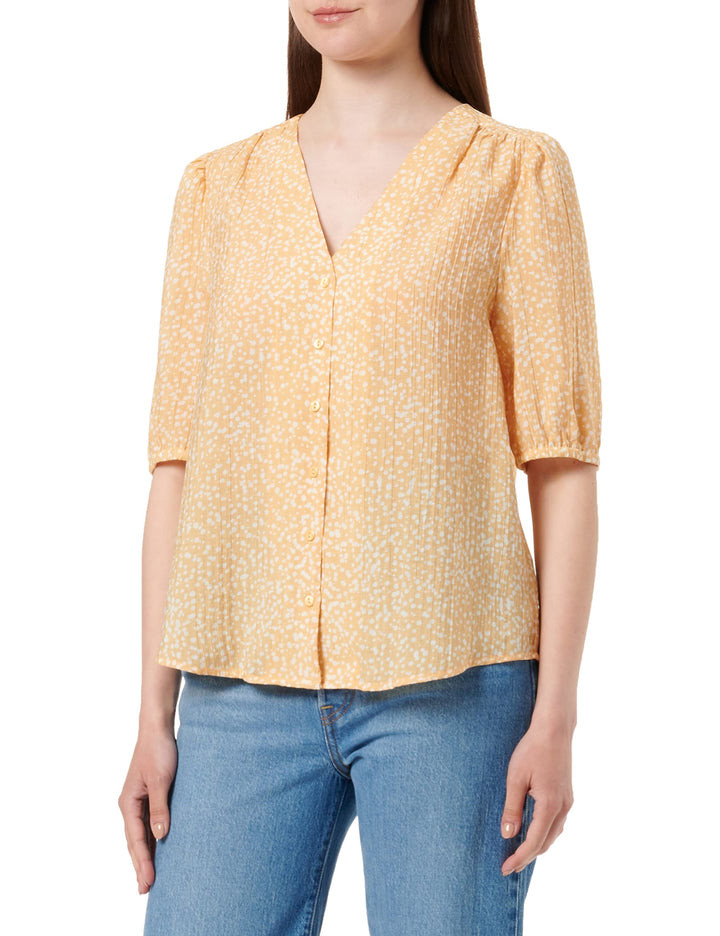Noa Noa Damen Camillenn Shirt Tops 46 Print Yellow/White, 46 Print Yellow/White