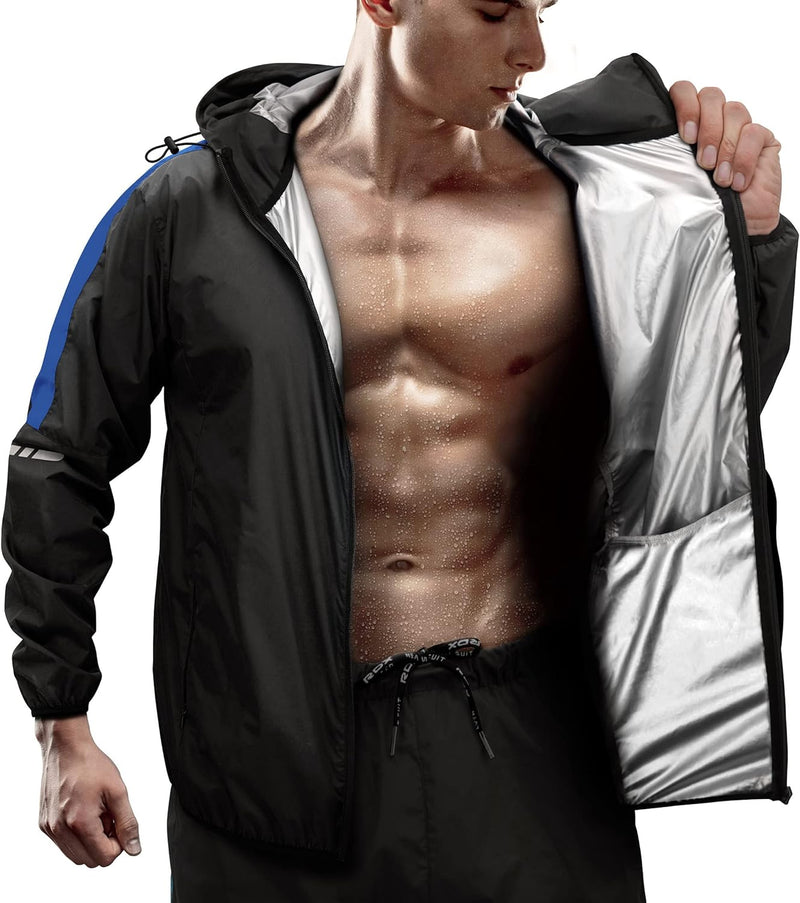 RDX Schwitzanzug Zum Abnehmen, Saunaanzug Reach Oeko TEX 100 Zertifiziert, Kapuzen Anzug Sauna Suit