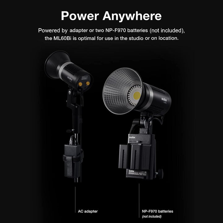 GODOX ML60Bi LED Studio Fotografie Licht 60W Dual Farbtemperatur 2800-6500K CRI96 TLCI97 Einstellbar