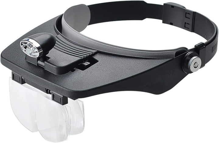Stirnbandlupe mit 2 LED-Leuchten, Freisprech-Headset Lupenkopf-Lupen mit 4 abnehmbaren Linsen zum Le