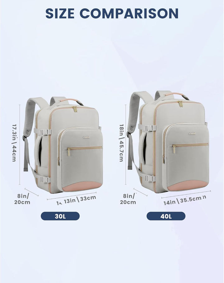 LOVEVOOK Handgepäck Rucksack Flugzeug, 40L Gross Reiserucksack Damen Kofferrucksack, Wasserdicht Rei