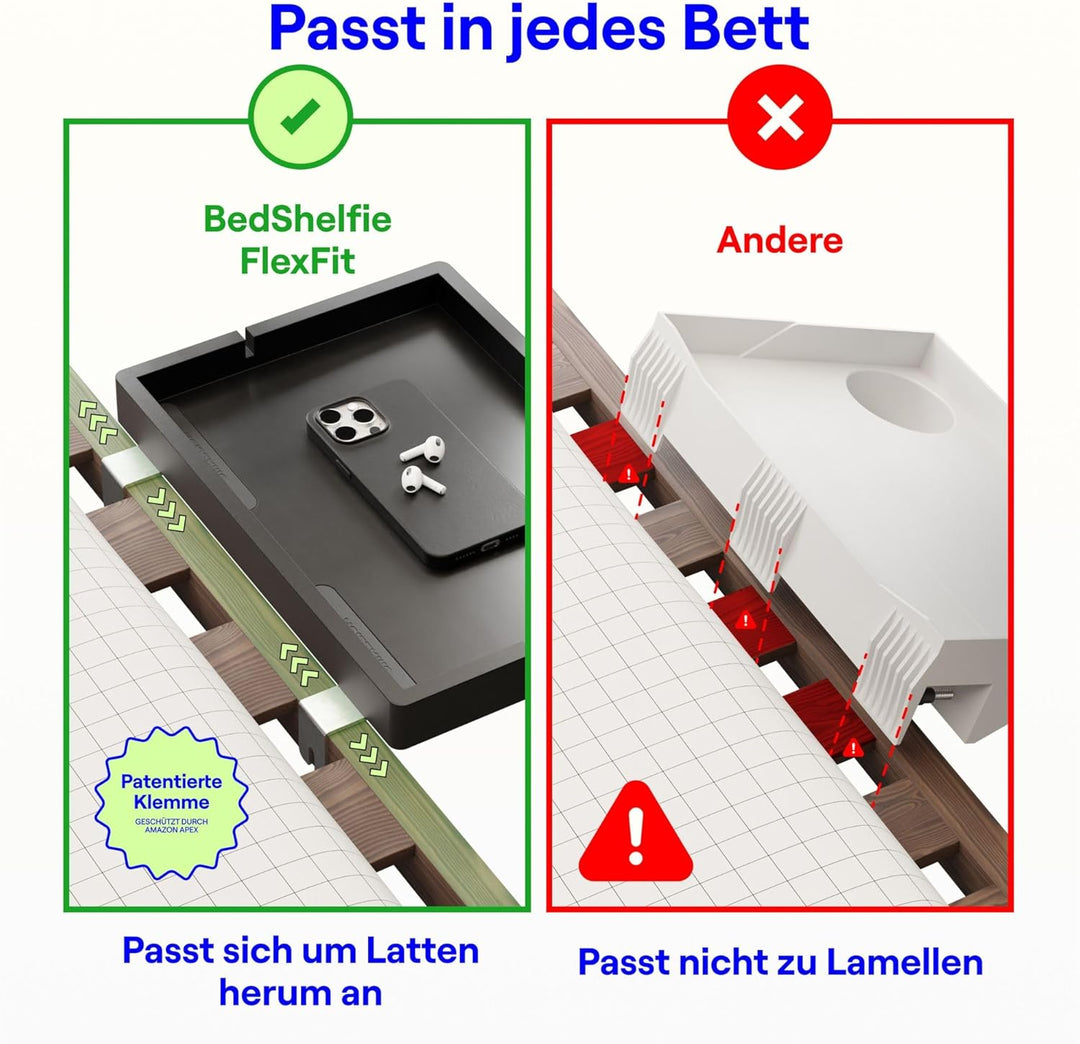BedShelfie Smallish Nachttischablage für Etagenbett und Obere Etagenbett, College Schlafsaal-Essenti