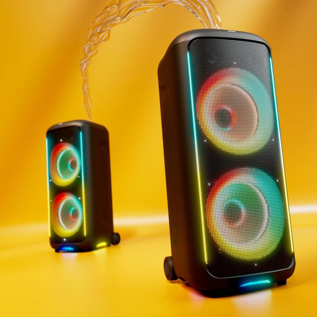 Philips TAX5000E Bluetooth-Party-Lautsprecher, 200 W Leistung, Bass+, Lichtshow, 14 Std. Akku, TWS,