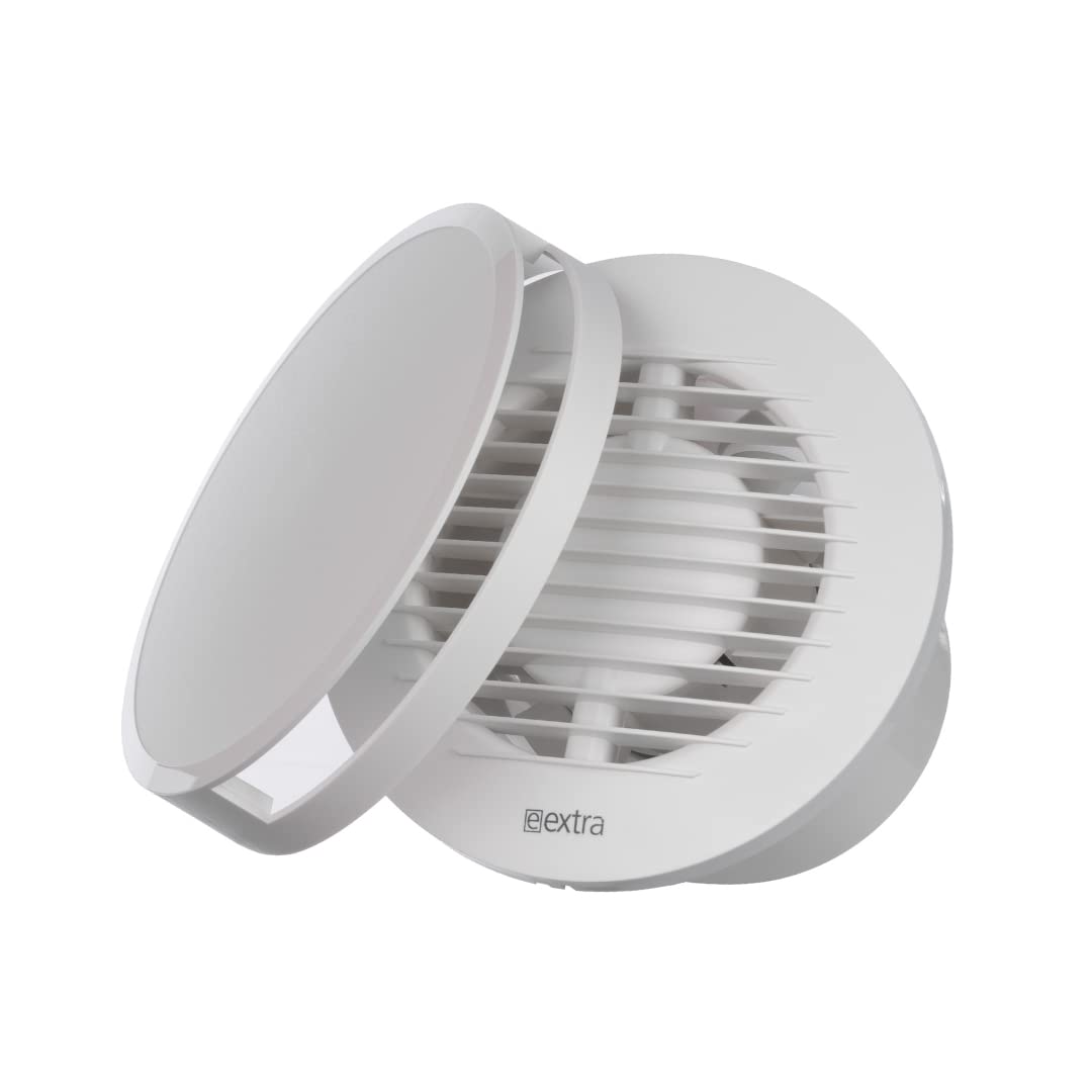 EUROPLAST Ø 100mm Bad-Lüfter mit Feuchtesensor und Timer mit Rund Front, Leise Ventilator - Kunststo
