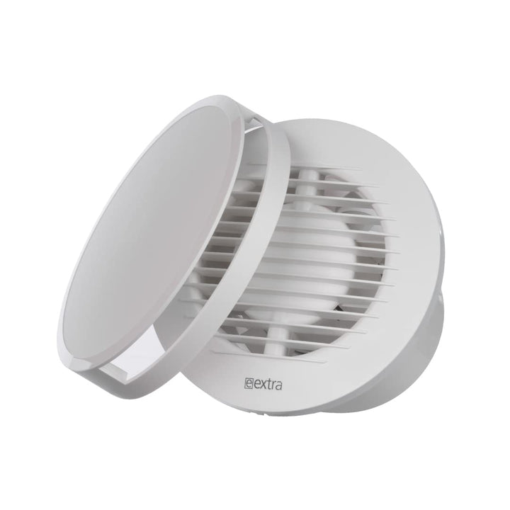 EUROPLAST Ø 100mm Bad-Lüfter mit Feuchtesensor und Timer mit Rund Front, Leise Ventilator - Kunststo