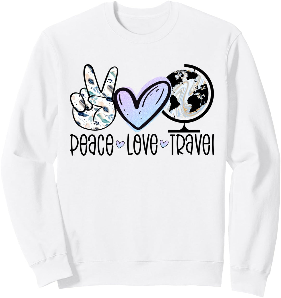 Peace Love Travel Fernweh Reisen Geschenk Weltenbummler Sweatshirt