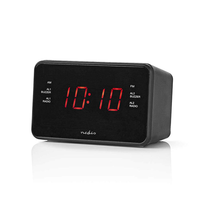 NEDIS Digital-Wecker-Radio - LED-Anzeige - 1x 3,5 mm Audio-Eingang - Zeitprojektion - AM/FM - Snooze