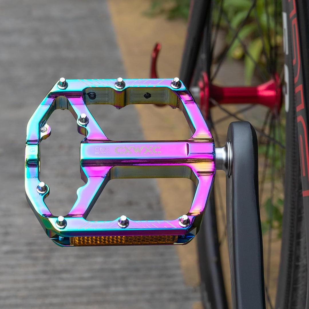 CXWXC Fahrradpedale mit Reflektoren 9/16 Zoll CNC Aluminium MTB Pedale Leichtgewichts, Antirutsch fü