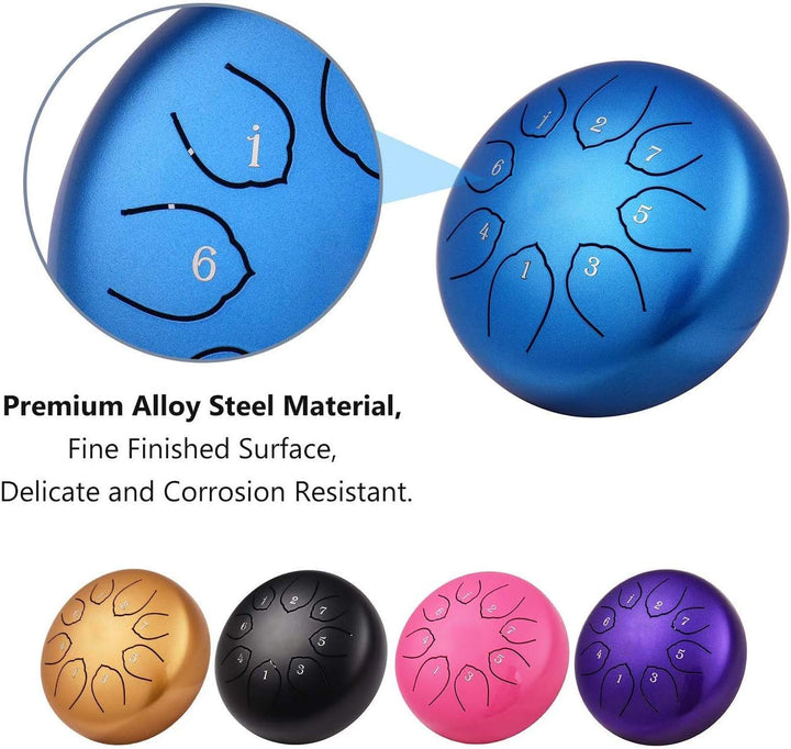 Musfunny Steel Tongue Drum Zungentrommel : 6 Zoll 8 Noten C-Dur Handpan Instrument - Stahlzungentrom