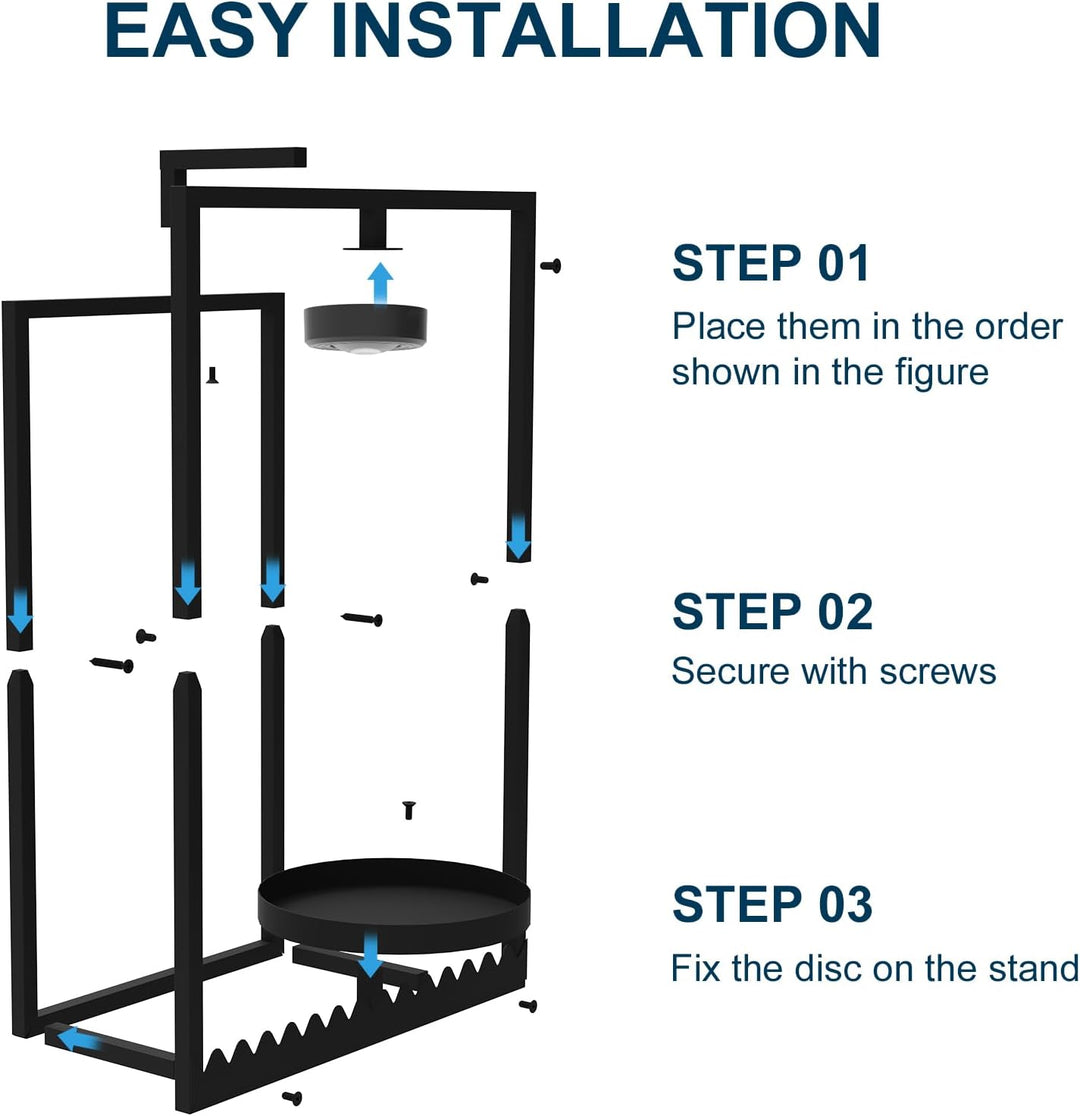 Frame Plant Wall Stand with Grow Light, Black Display Wall Plant Holder for Hanging Plants Medium 2,