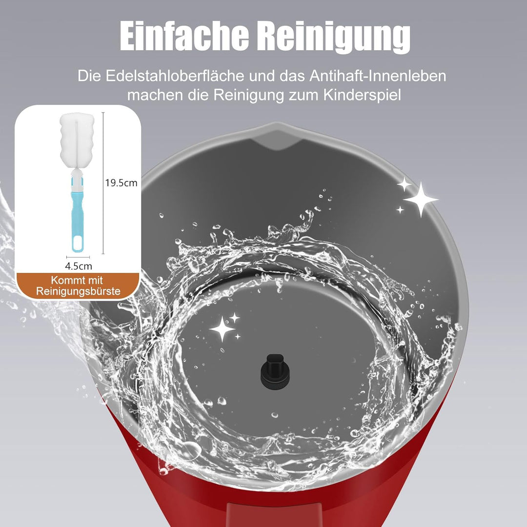 Milchaufschäumer, 400 ml Milchaufschäumer Elektrischer 4-in-1 für Heissen und Kalten Milchschaum, Au