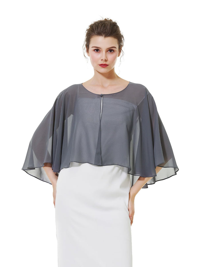 BEAUTELICATE Chiffon Stola Damen Festlich Chiffon Schal Cape Schultertuch mit Satinbesatz Ärmellos B