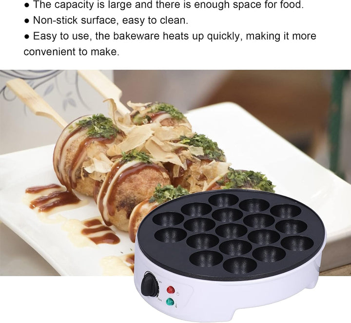 Takoyaki Maker,750 W Non-Stick Octopus Grill Tray 18 Löcher zweiseitige Heizung Küchen Elektrische M