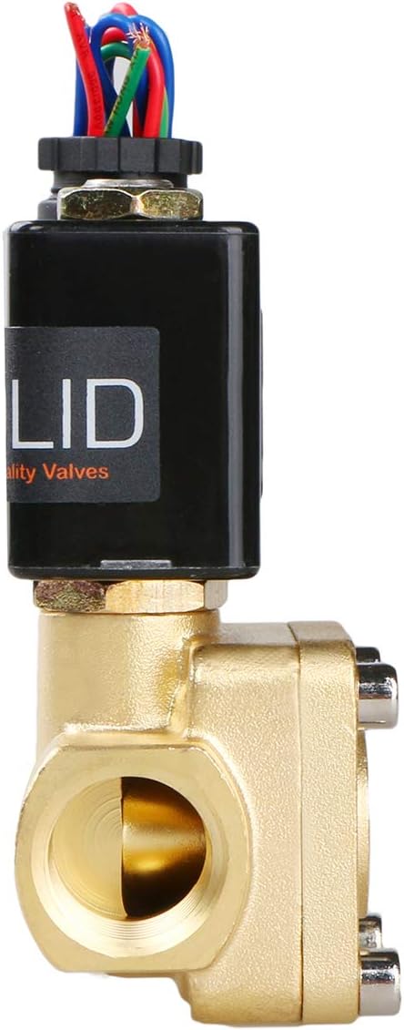 U.S. Solid 1/2" G 230V AC Messing Magnetventil 0,1-16 Bar für Wasser Luft Gas Öl, NC, VITON, Vertika