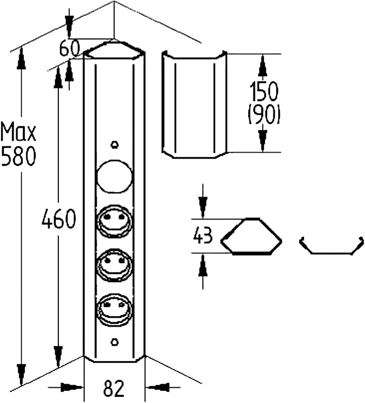 STS 3081 Energie-Ecksaeule schwarz