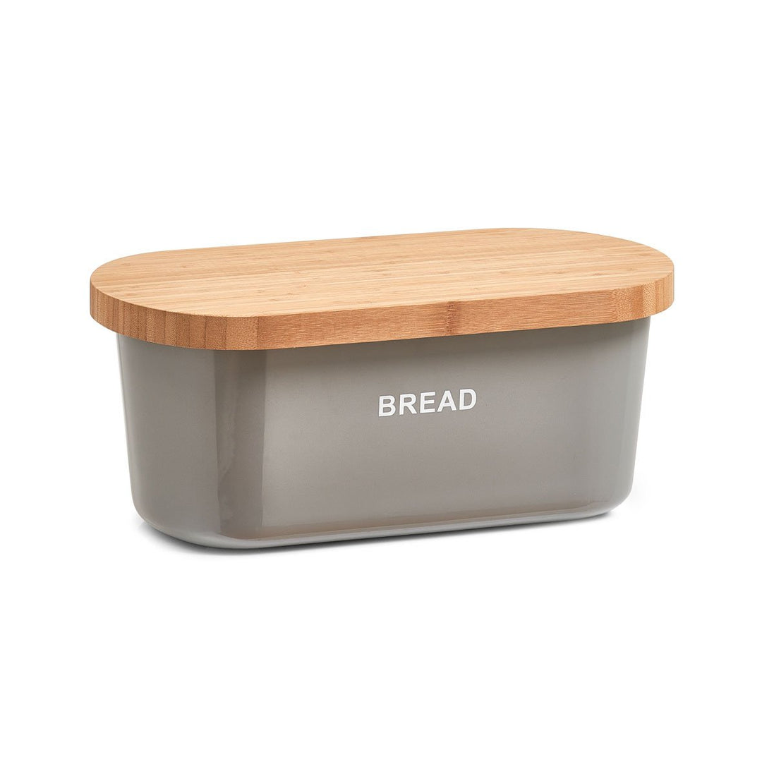 Zeller 25352 Brotkasten, Melamin/Bamboo, grau, 36 x 20 x 14.5 cm ca. 36 x 20 x 14,5 cm Grau, ca. 36