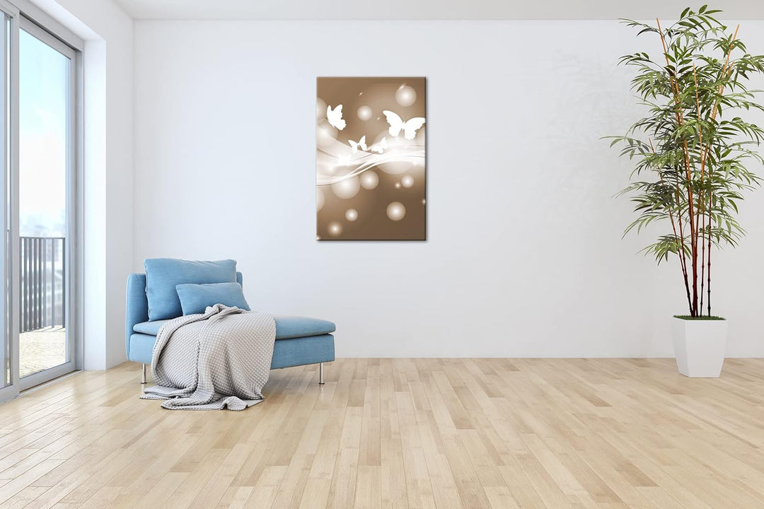 deyoli Fliegende Blasen und Schmetterlinge Format: 120x80 als Leinwand, Effekt: Sepia, Motiv fertig