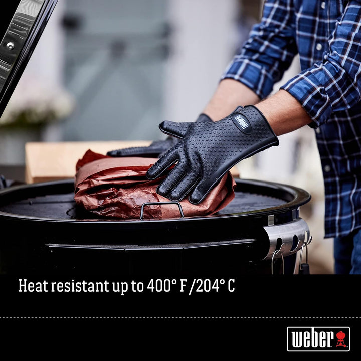 Weber 7017 Silicone Grilling Gloves, Black Einzelbett, Einzelbett