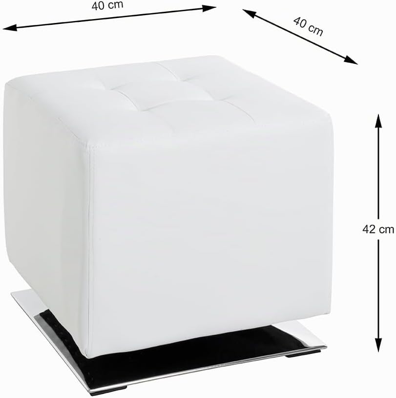 HAKU Möbel Hocker, Kunstleder, chrom-weiss, B 40 x T 40 x H 42 cm Chrom-weiss 40 x 40 x 42, Chrom-we