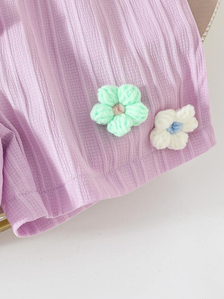 Kleinkind Baby Mädchen Kleidung Blumen Rüschen T-Shirts Tops Shorts Süsse Sommer Kleidung Sets 9-12