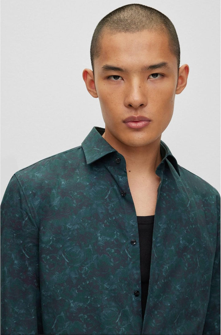 HUGO Herren Kenno Shirt 42 Dark Green302, 42 Dark Green302