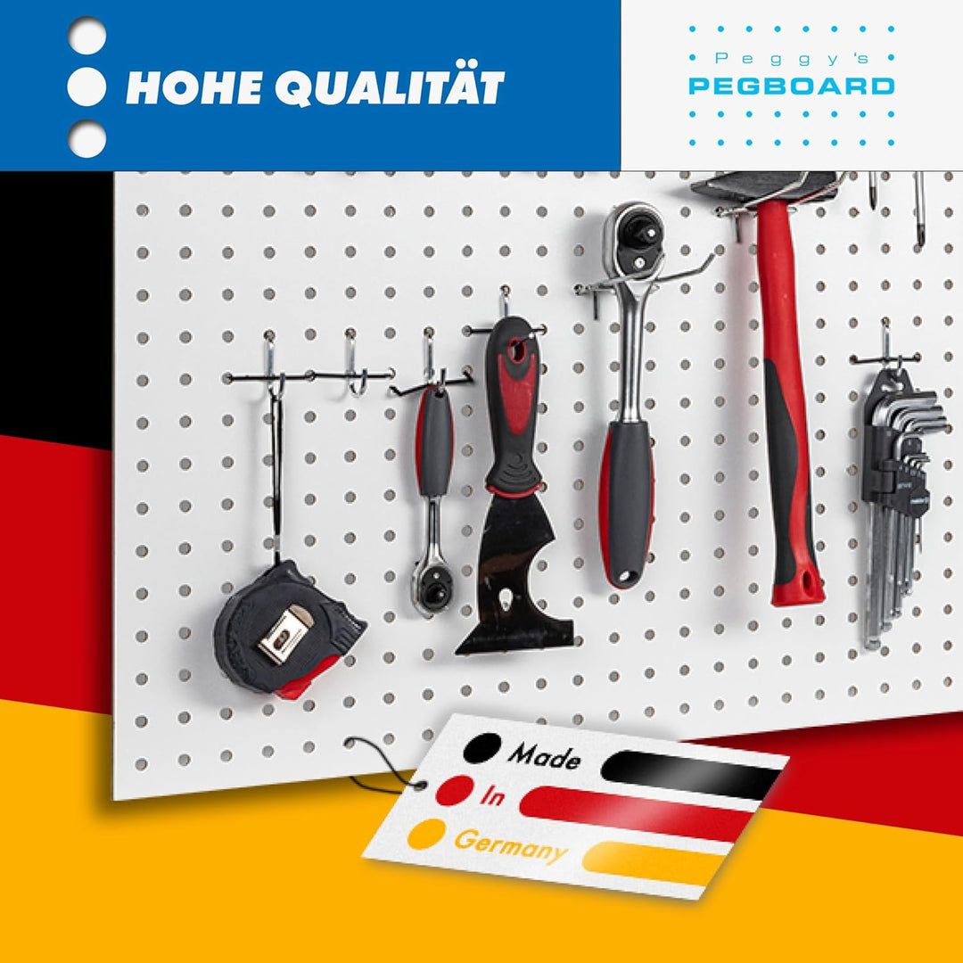 Pegboard 1 St. Werkzeugwand aus Holz (MDF) 120 x 60 x 0,5 cm - Lochung Ø7 mm Lochabstand 25,4 mm - w