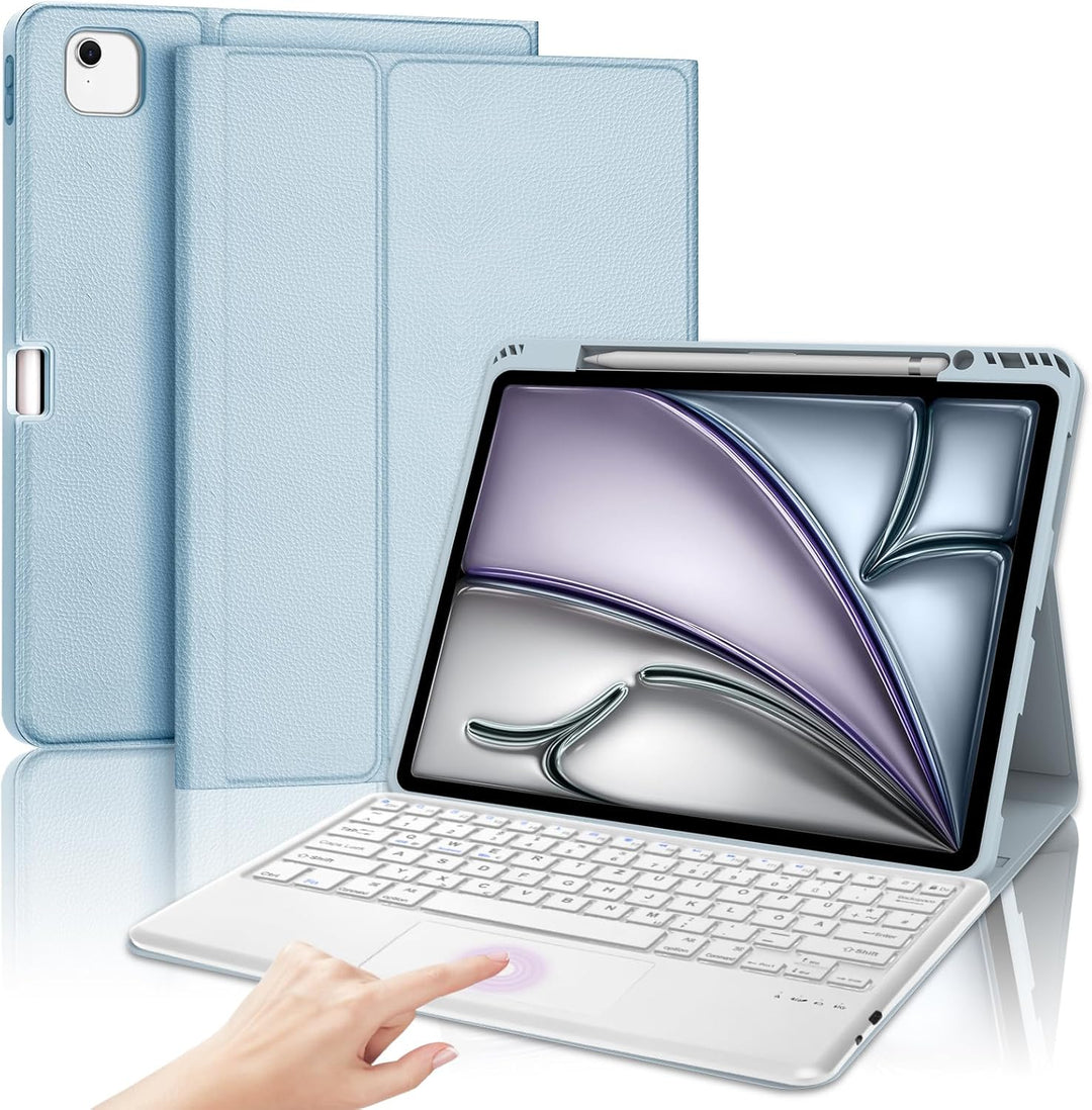 SENGBIRCH Tastaturhülle für iPad Air 13'' (M2) 2024 - QWERTZ Deutsche Touchpad Tastatur Abnehmbare B