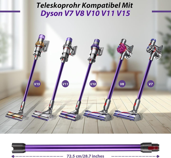 Verlängerungsrohr für Dyson Saugrohr V11 Kompatibel mit Dyson Rohr V15 V 11 V10 V8 V7, Starres Teles
