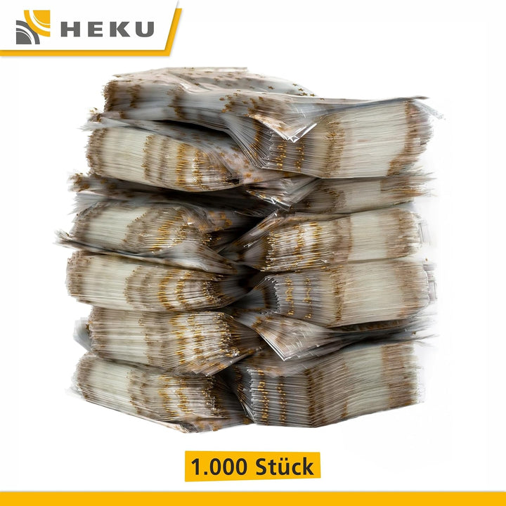 HEKU 1000er Packung Transparente Bodenbeutel mit goldenen Sternen 235x140x55mm I Stabiler Kreuzboden