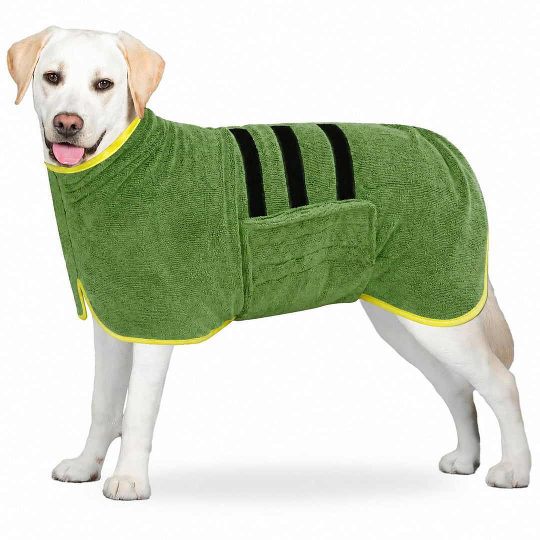 Hundebademantel aus Mikrofaser, Extra Saugfähig &amp; Schnell Trocknend XL Gelbrandgrün-XL, XL Gelbrandg