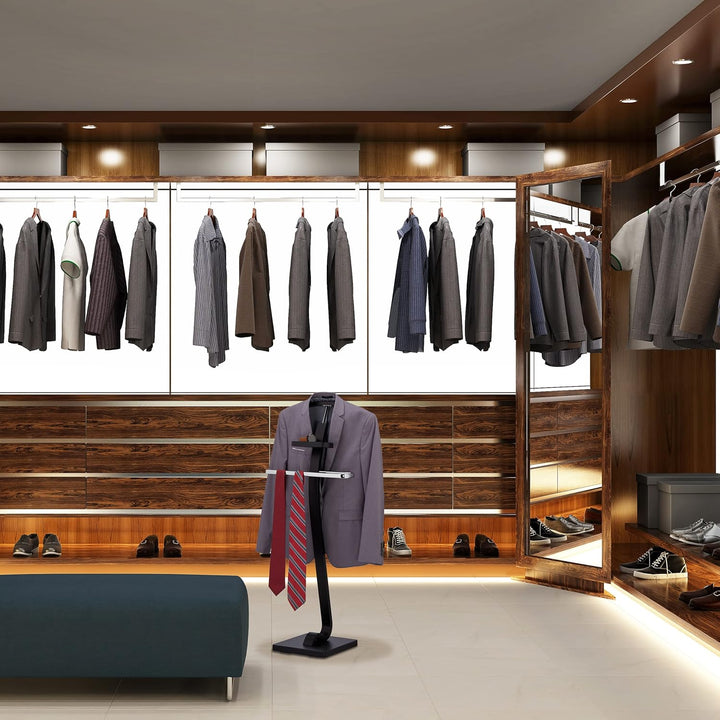 Relaxdays Herrendiener, mit Ablage, Kleiderbutler für Jackett & Hose, HBT: 112x46x32 cm, Stummer Die