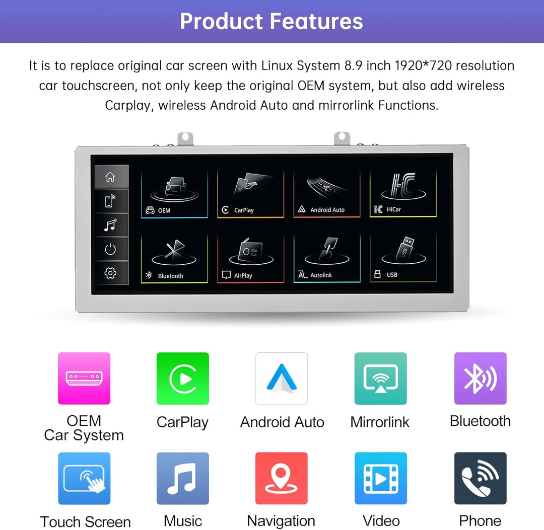 Road Top 8,9 Zoll Autoradio Drahtlos CarPlay Touchscreen für Audi Q5 2009-2017 Jahr mit 2GMMI, Autor
