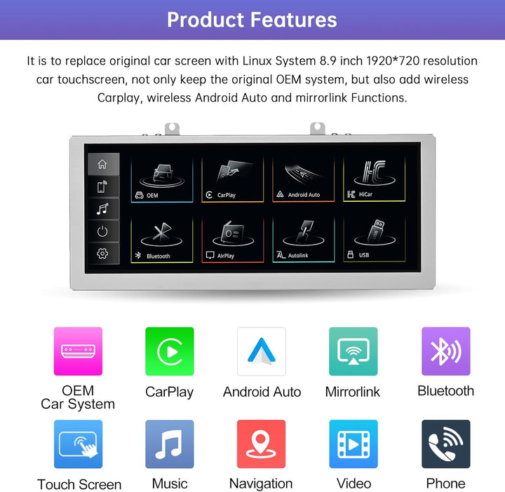 Road Top 8,9 Zoll Autoradio Drahtlos CarPlay Touchscreen für Audi A4 2009-2015 Jahr mit 2GMMI, Autor