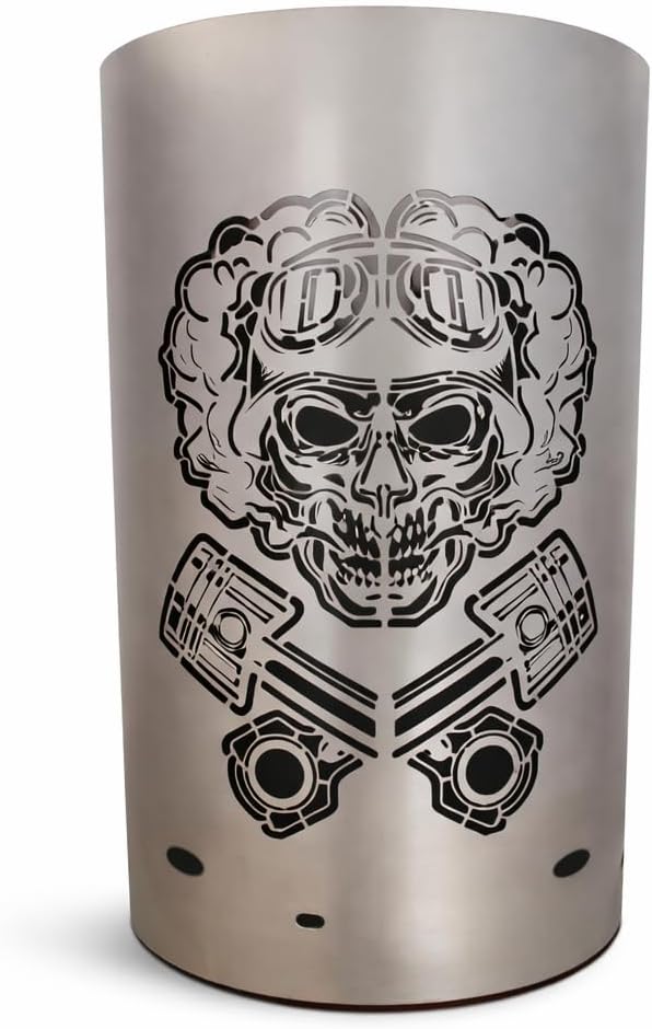 TiKo-Design® Feuertonne Feuerkorb mit Motiv – Lagerfeuertonne mit Motiv Skull – Verleihen Sie Ihrem