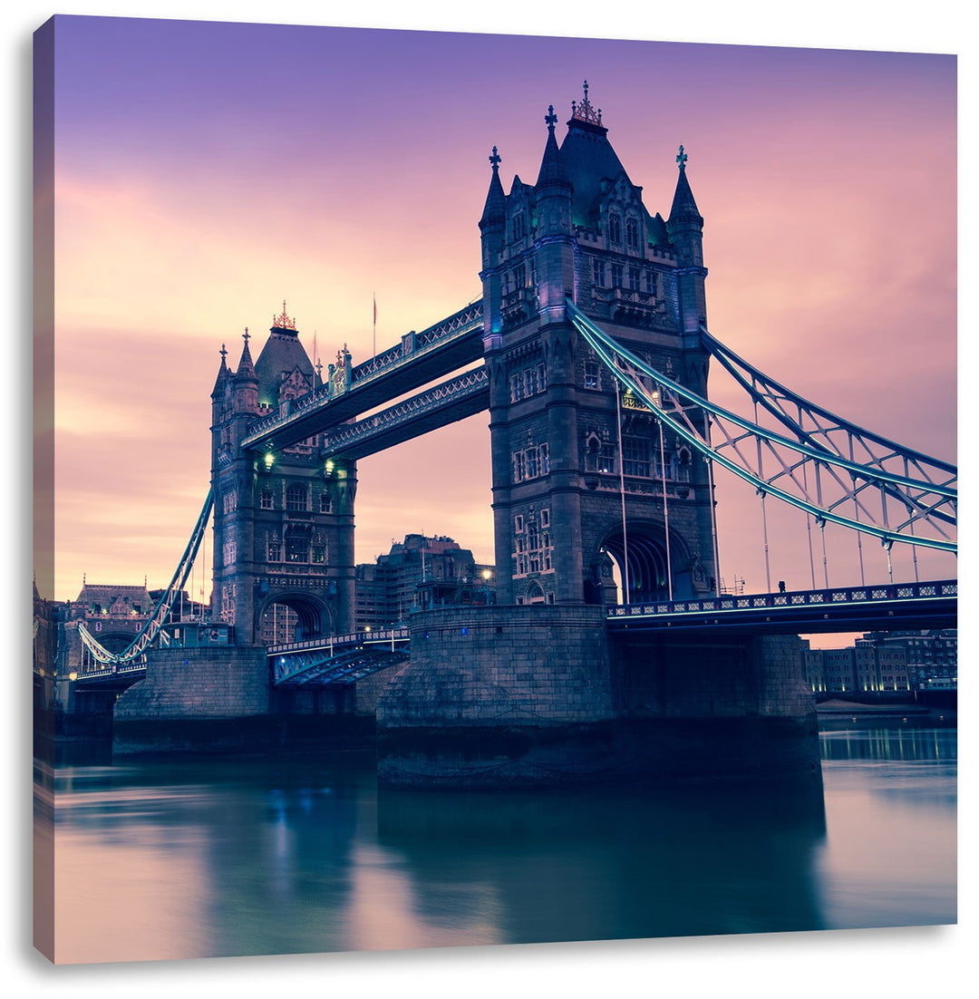 Pixxprint London, Format: 70x70 auf Leinwand, XXL riesige Bilder fertig gerahmt mit Keilrahmen, Kuns