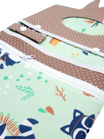 XXL Windeltasche Waschbären Waldtiere hellgrün mint braun Wunschname