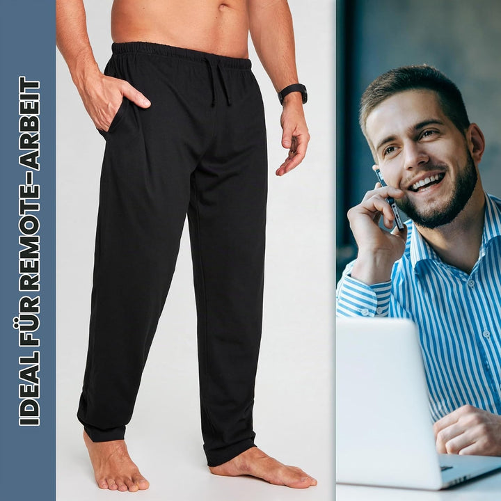 CityComfort Herren Schlafanzughose Lang mit Seitentaschen &amp; elastischem Bund, 2er Pack XXL Bund mit