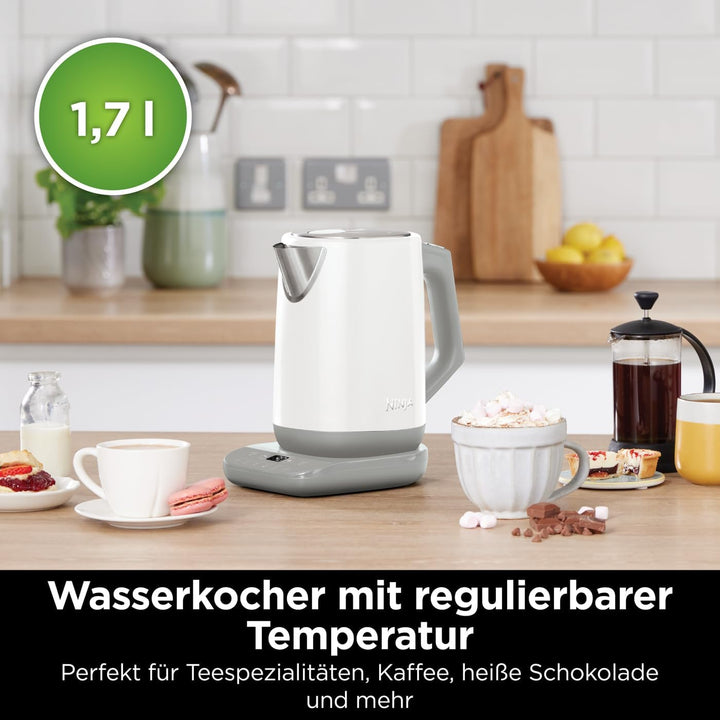 Ninja Wasserkocher Perfect Temperature, 1,7L, LED-Anzeige, Wasserkocher mit Schnellkoch-Funktion und