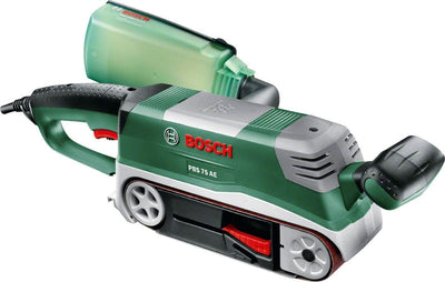 Bosch Bandschleifer PBS 75 AE Set (750 Watt, im Koffer) + Schleifband-Set 9tlg. (verschiedene Materi