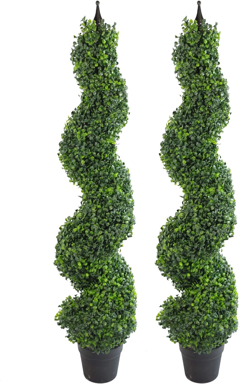 Leaf Künstlicher Buchsbaum-Turm, Formschnitt-Spirale, Metall, 90 cm hoch, Grün, LEAF-7004-PAIR 90 cm