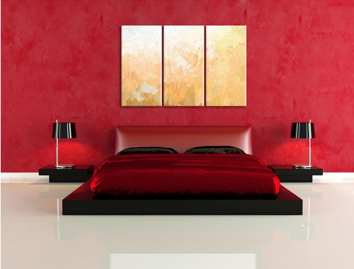 Pixxprint Romantische Blumenwiese als Leinwandbild/Grösse: 3 Teilig (120x80) cm/Wandbild/Kunstdruck/