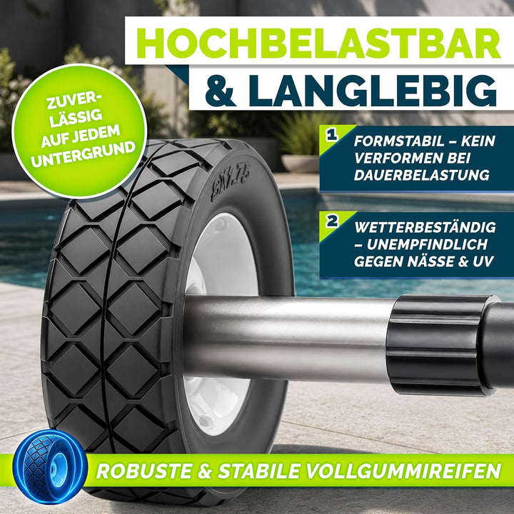 tillvex Pool Aufroller Premium 3-5,70 m mit Vollgummireifen | Aufrollsystem für Solarfolie | Aufroll